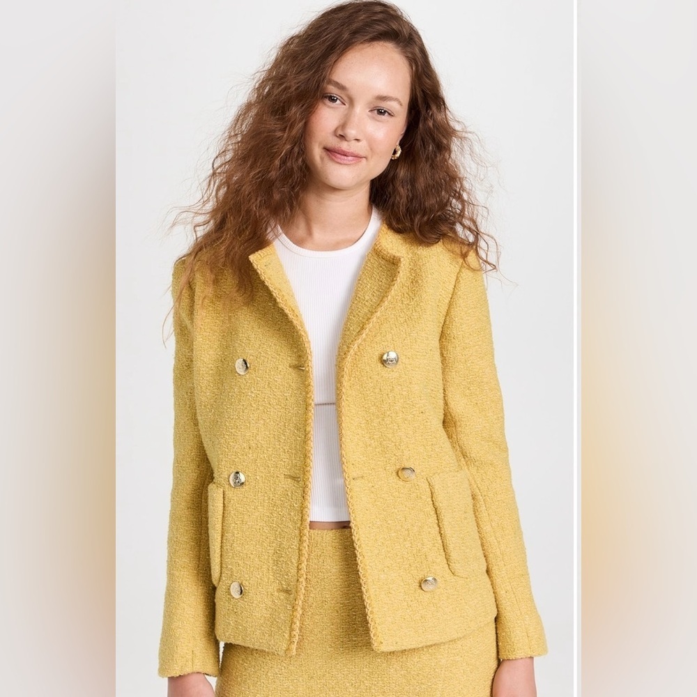 ba&sh Yellow Tweed Blazer